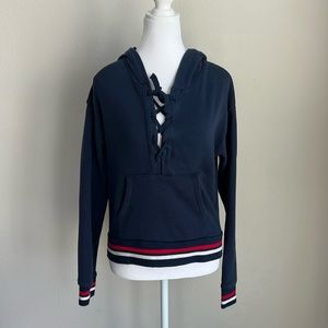 AERO women’s navy longsleeve pullover crop top hoodie